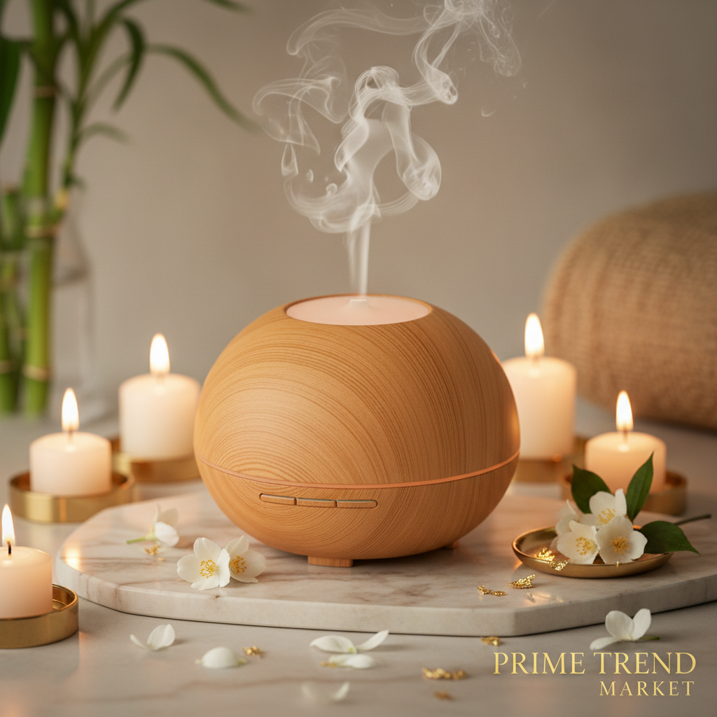 Luxury Wood Grain Ultrasonic Aroma Diffuser — Light Wood | Prime Trend Market