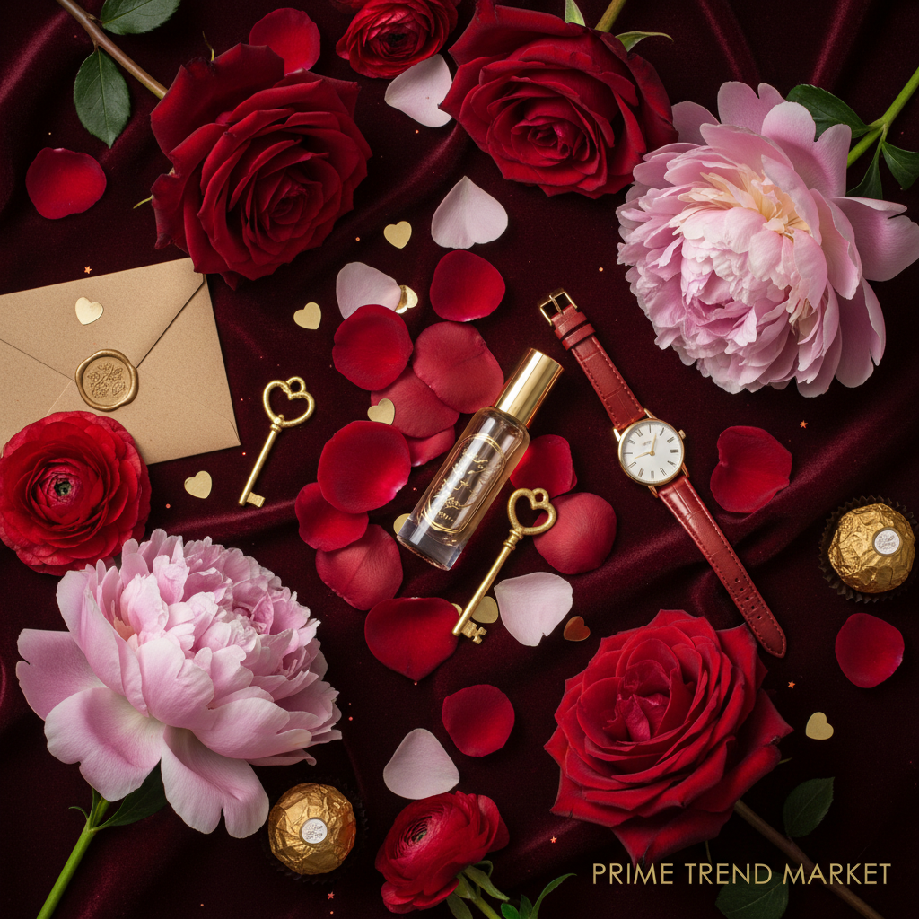 EELHOE Cupid Roller Perfume — Valentine's Romantic Flat Lay