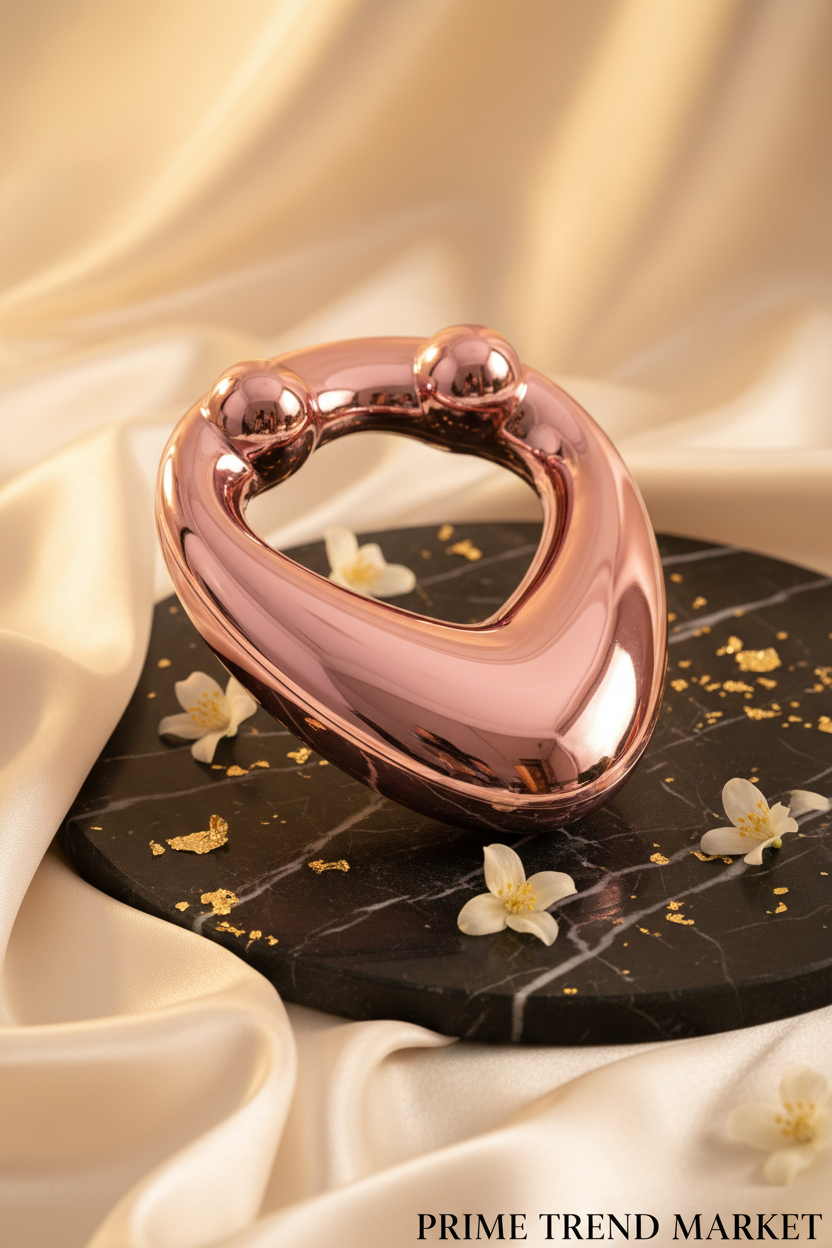Close-up Luxury Pink V-Face Neck Beauty Instrument on black marble