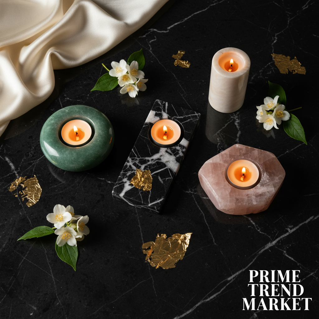 Luxury Stone Aroma Candle Holder Collection — Flat Lay | Prime Trend Market