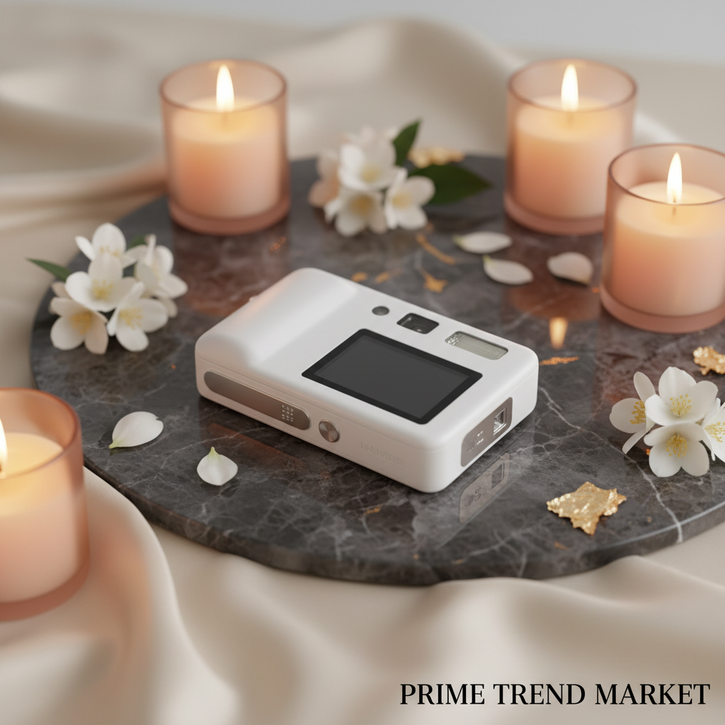 CampusShot White camera on dark marble candlelight