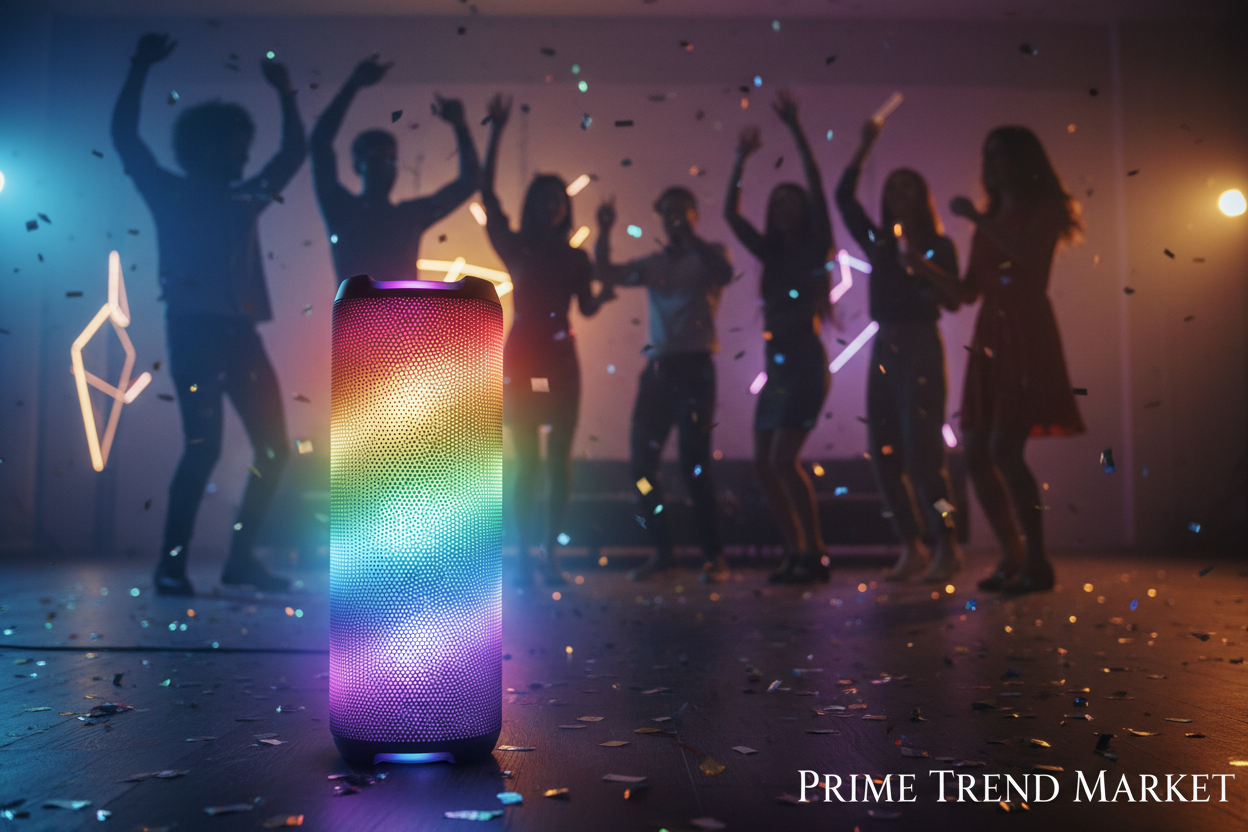 RGB Party Speaker - Party atmosphere lifestyle with rainbow LED light show