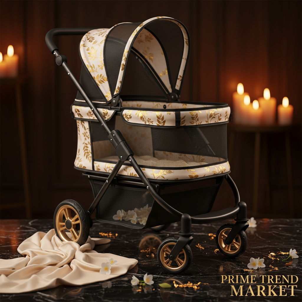 Luxury Pet Stroller - Marble & Jasmine Hero Shot