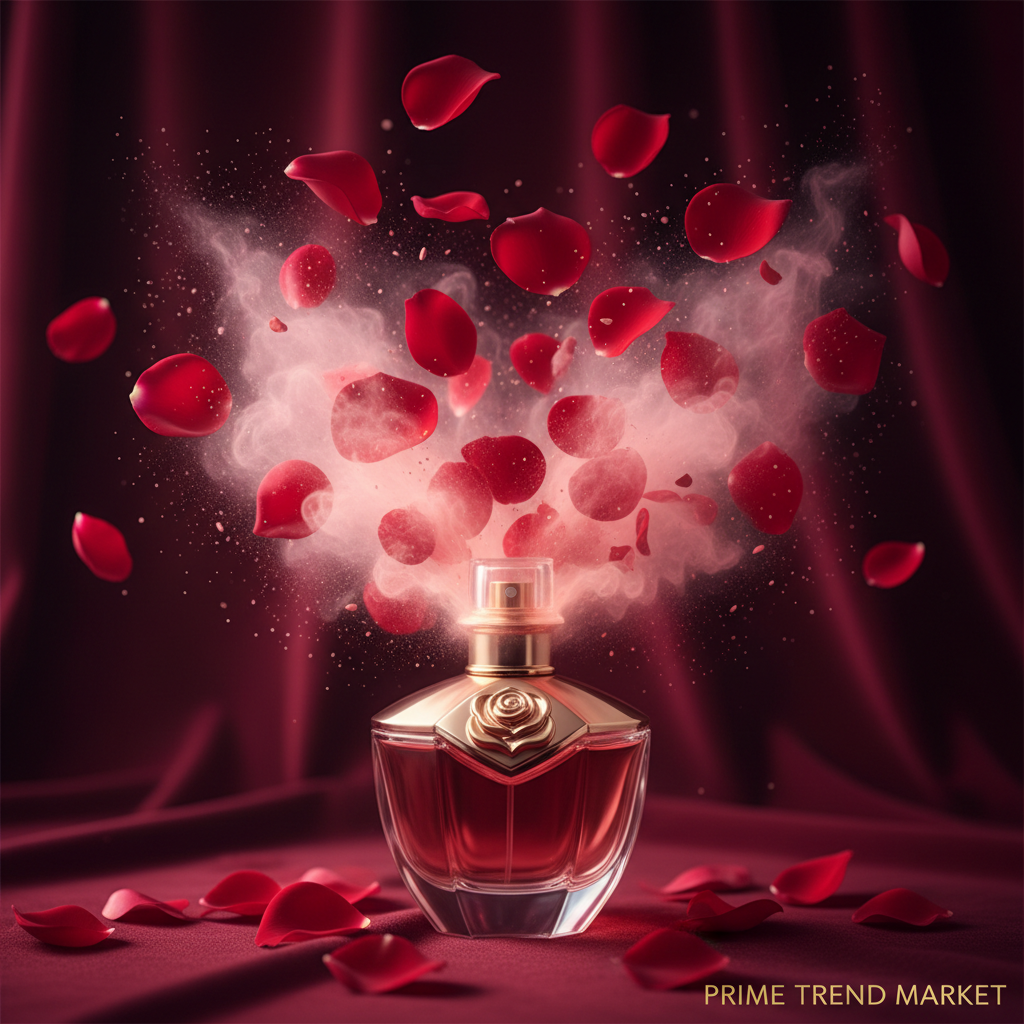 Rose perfume rose petal explosion cinematic drama shot - Prime Trend Market