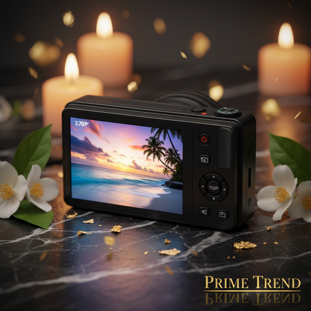 270° vlog camera LCD screen showing 1080P HD video preview — Prime Trend Market