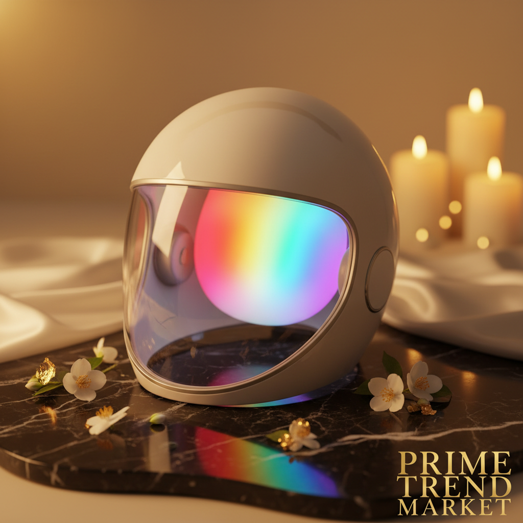 PDT LED Photon Face Mask Therapy Dome — Hero Shot on Black Marble