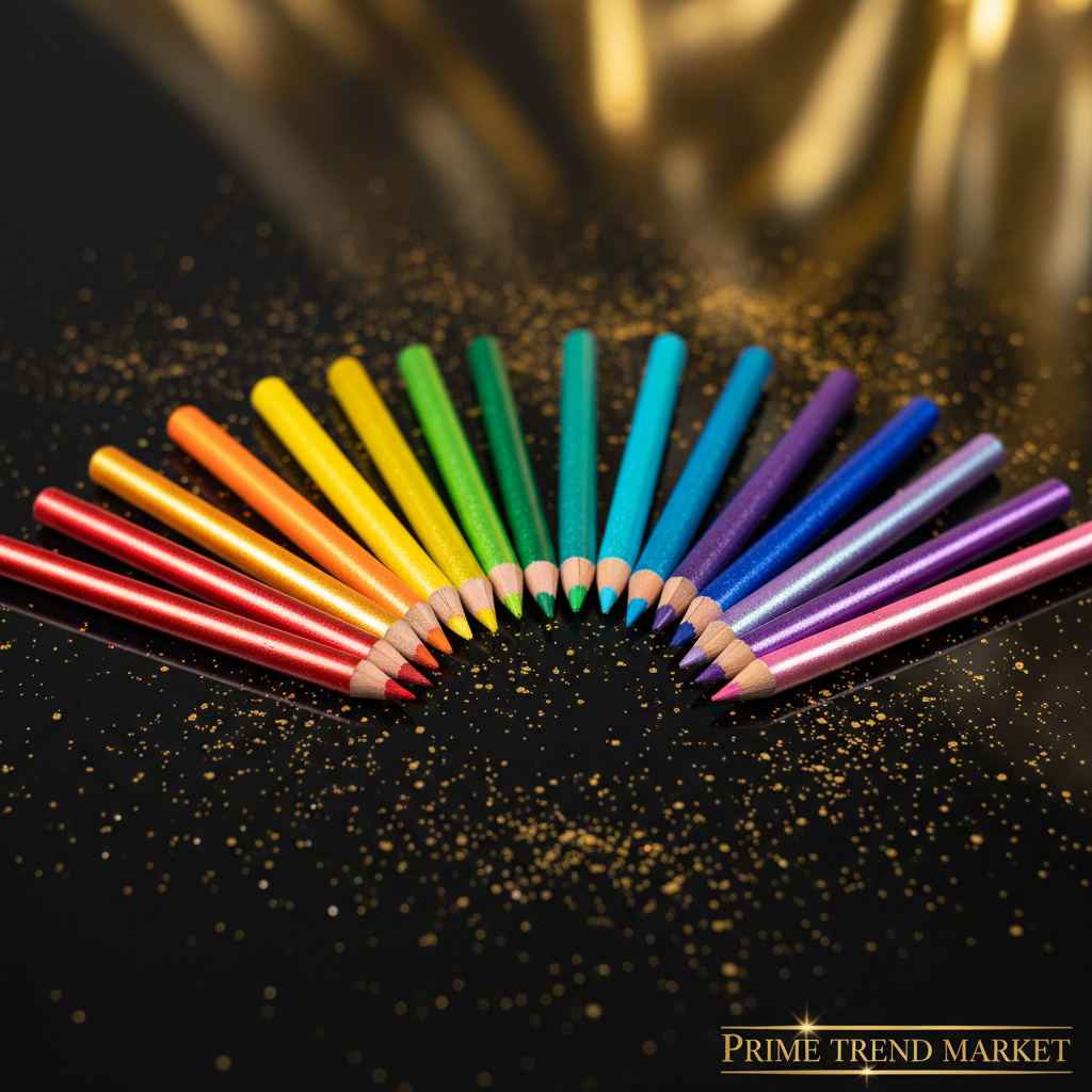 PHOFAY eyeliner shades arranged in rainbow fan pattern