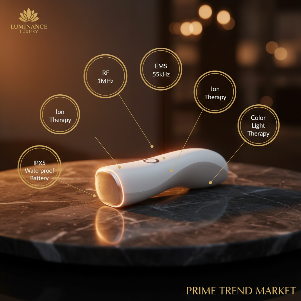 RF EMS Skin Rejuvenation Face Wand — Feature Infographic RF EMS Ion Therapy