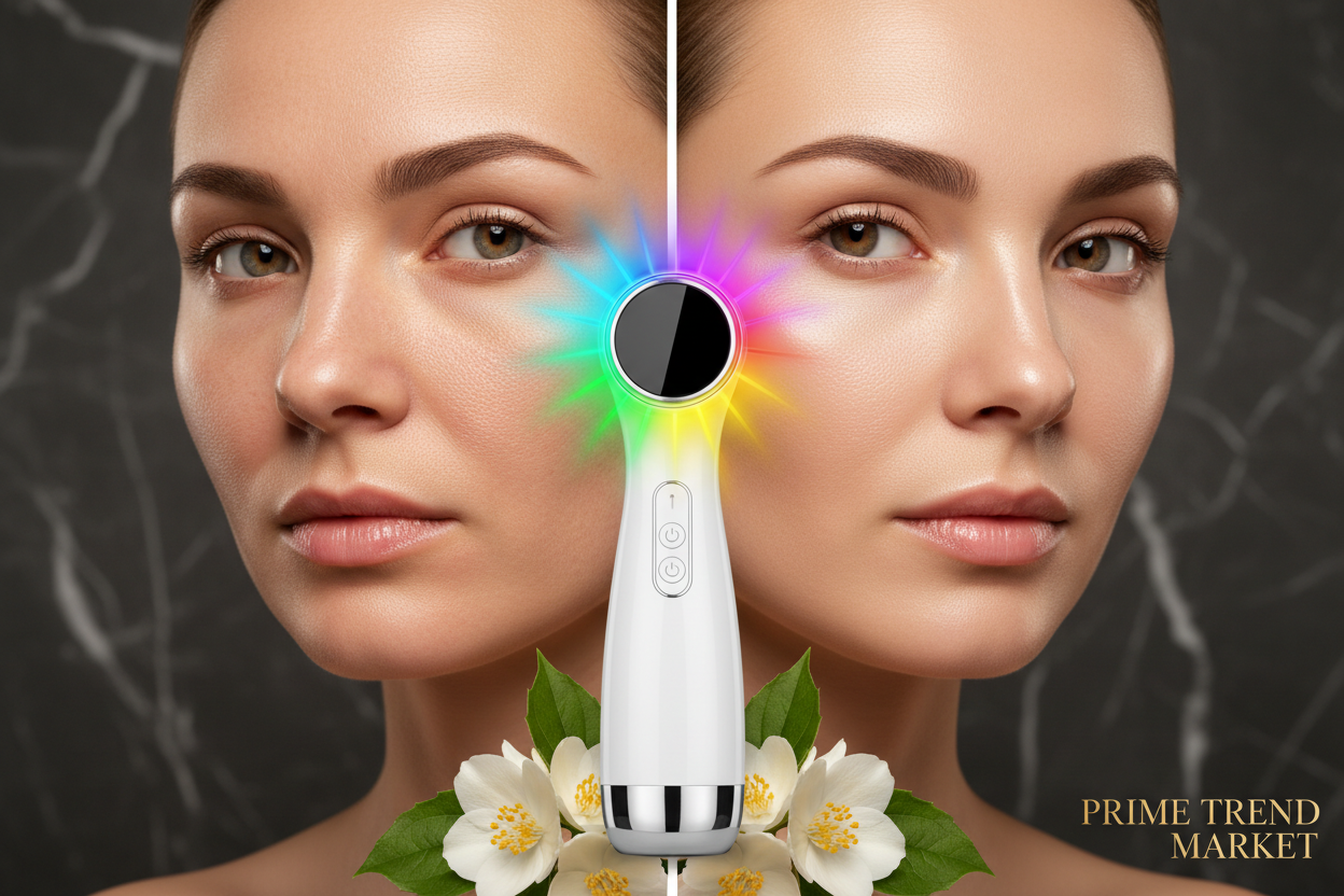7-in-1 LED Ultrasonic EMS Iontophoresis Beauty Instrument — Before and After Skin Results