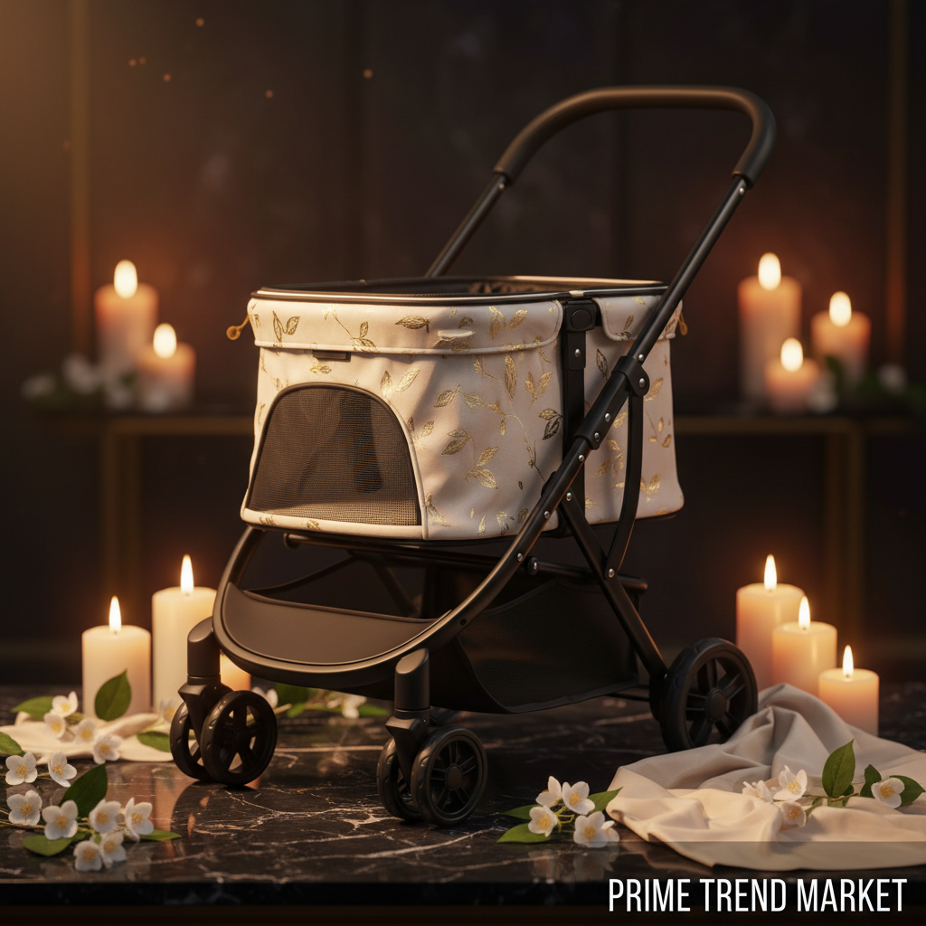 Premium 4-Wheel Pet Stroller - Marble Jasmine Hero Shot