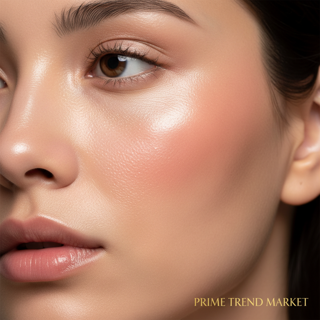 Woman with glowing rosy cheeks blush look