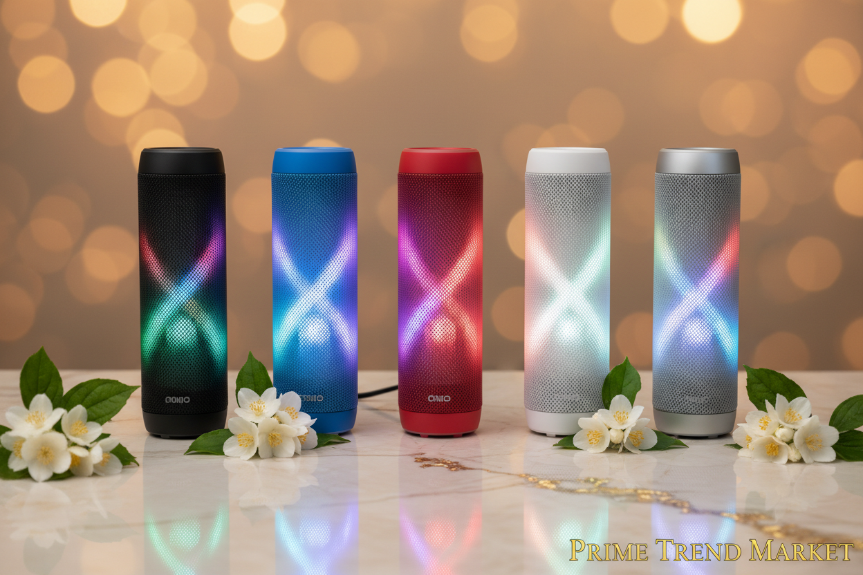 Aurora RGB Bluetooth Speaker - All 6 colors Black Blue Purple Red White Silver row