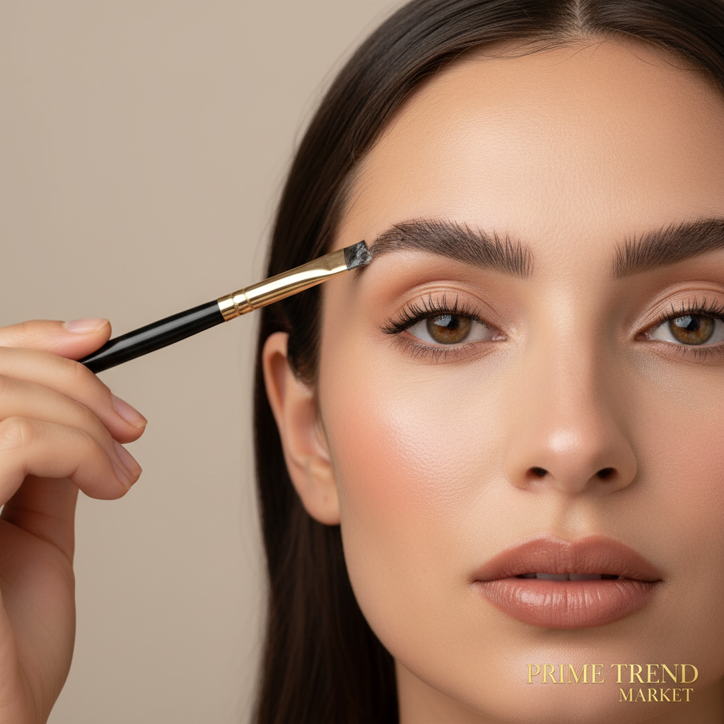Woman applying eyebrow gel with brush