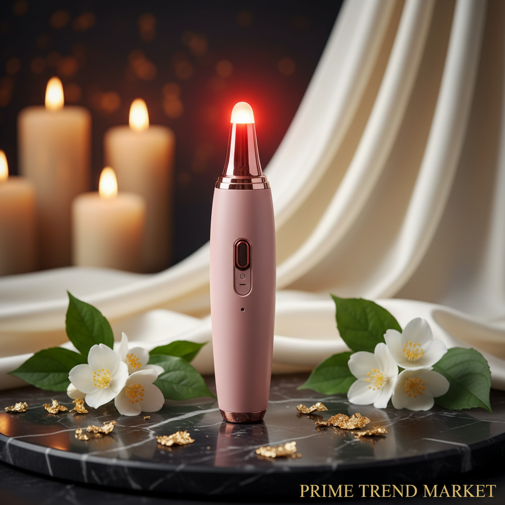 Luxury EMS Red Light Eye Beauty Massager Blush Pink Dark Marble Hero Shot