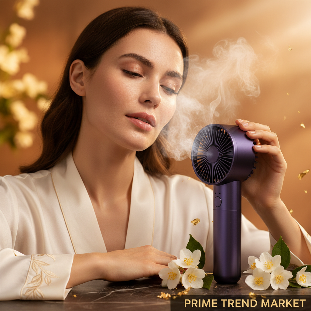 Semiconductor Ice Compress Cooling Fan – Lifestyle Woman Using Fan