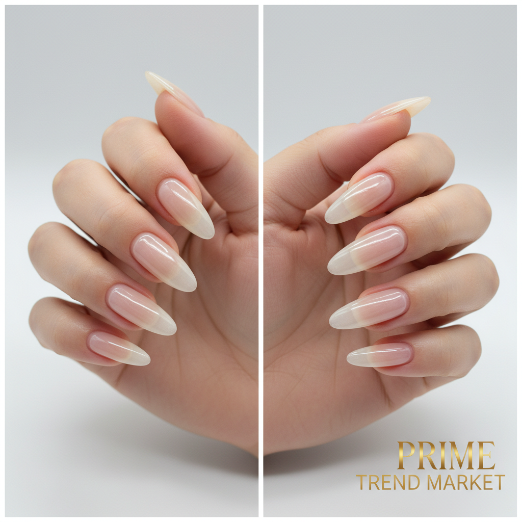 Before and after nail extension transformation