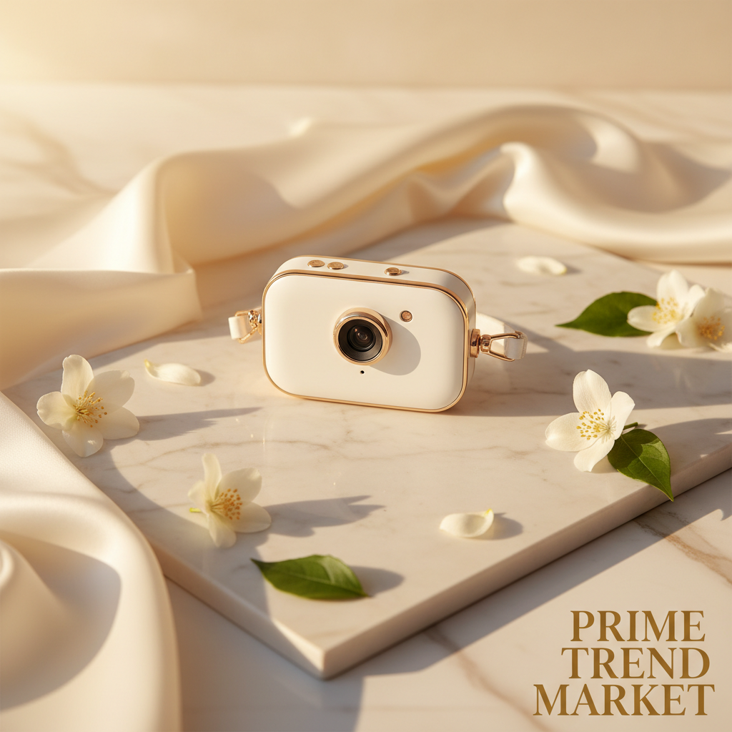 PetView HD Thumb Camera - White on cream ivory marble