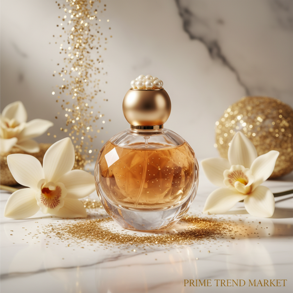 Roxelis Nude Vanilla Glitter Eau De Parfum on marble surface - Prime Trend Market