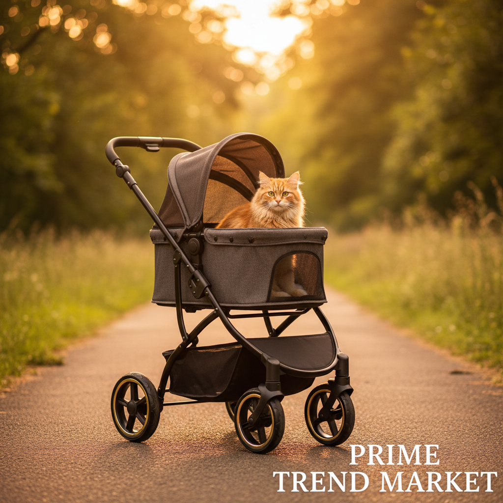 Premium Pet Stroller - Park Lifestyle Cat Inside