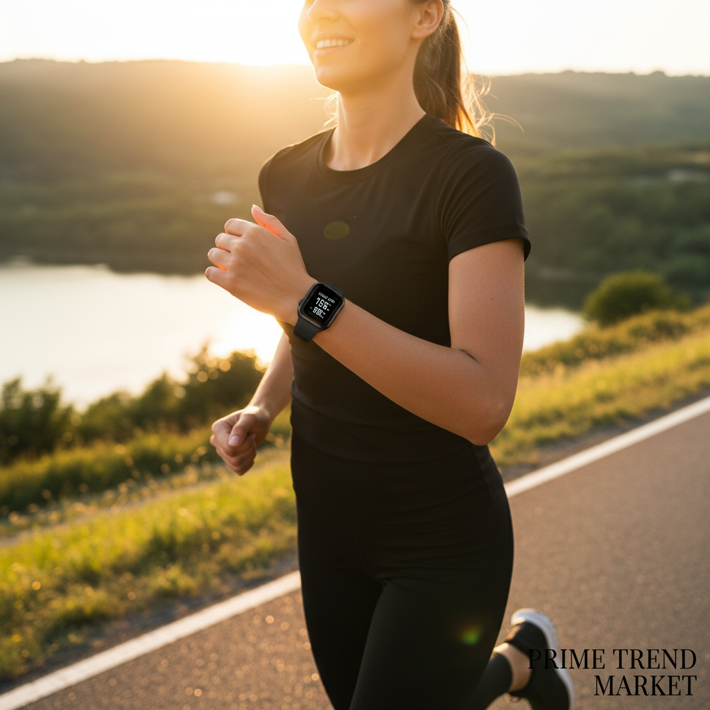 IP67 Waterproof Smart Watch - Woman Running Fitness Lifestyle Shot