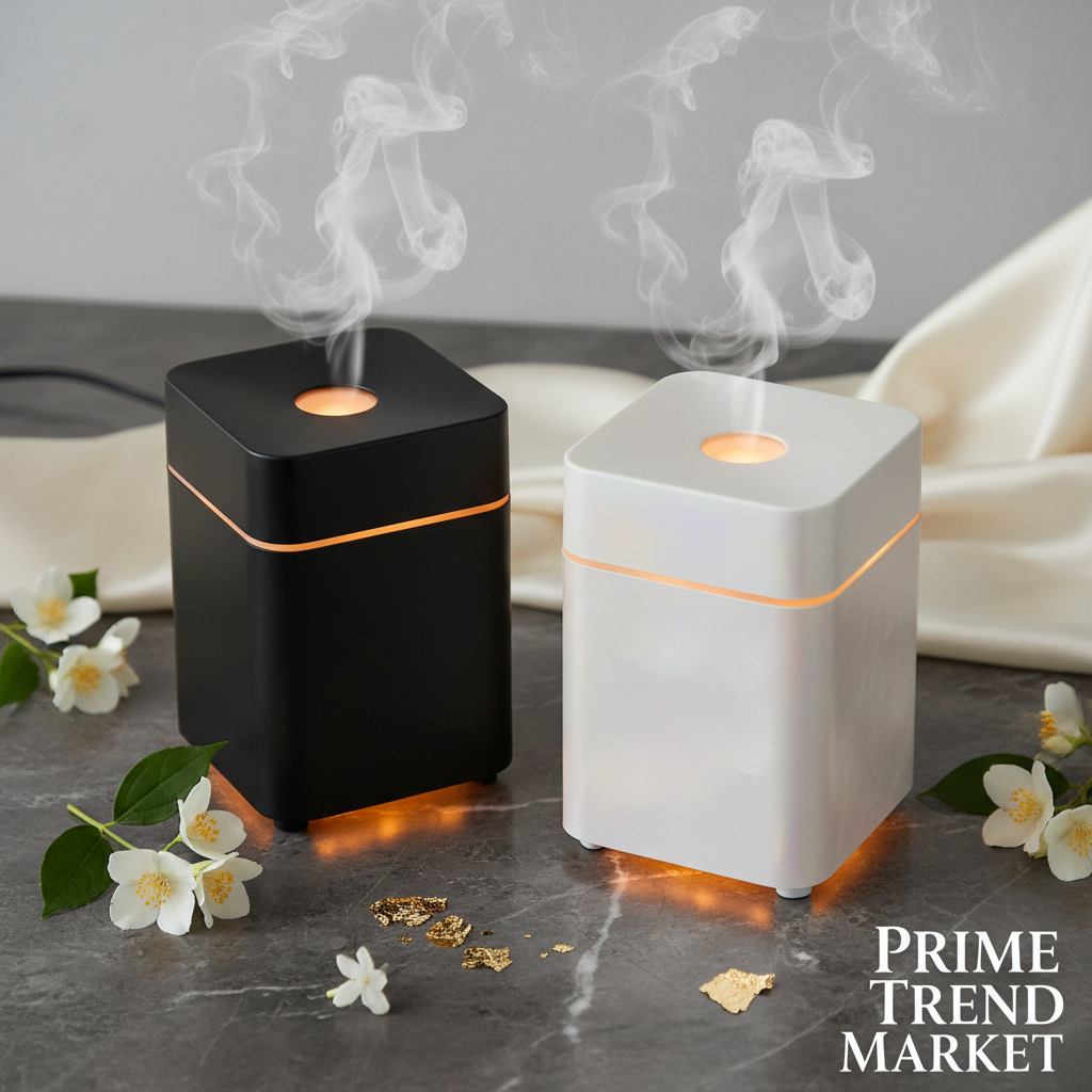 Luxury Smart Ultrasonic Aroma Diffuser & Humidifier — Both Colors Flat Lay | Prime Trend Market