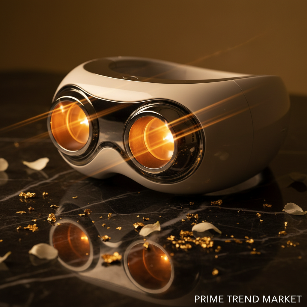 Luxury Smart Eye Massager Stainless Steel Macro Warm Glow Dark Marble