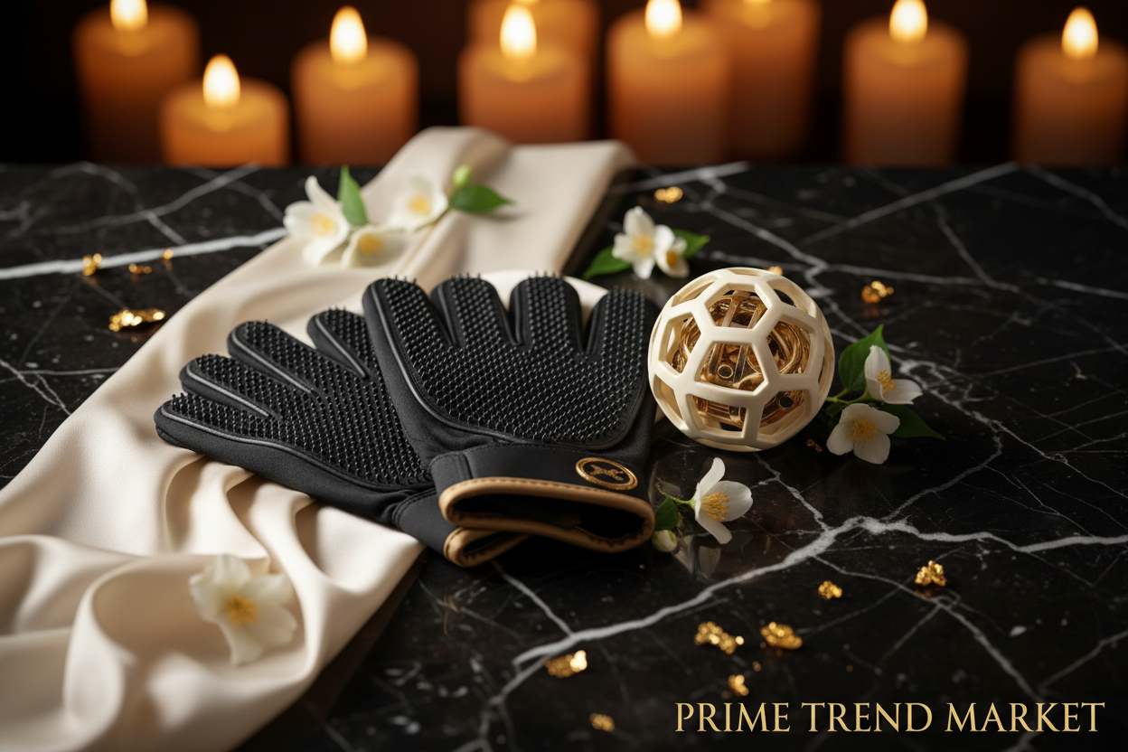 Luxury Pet Wellness Bundle flat lay on black marble