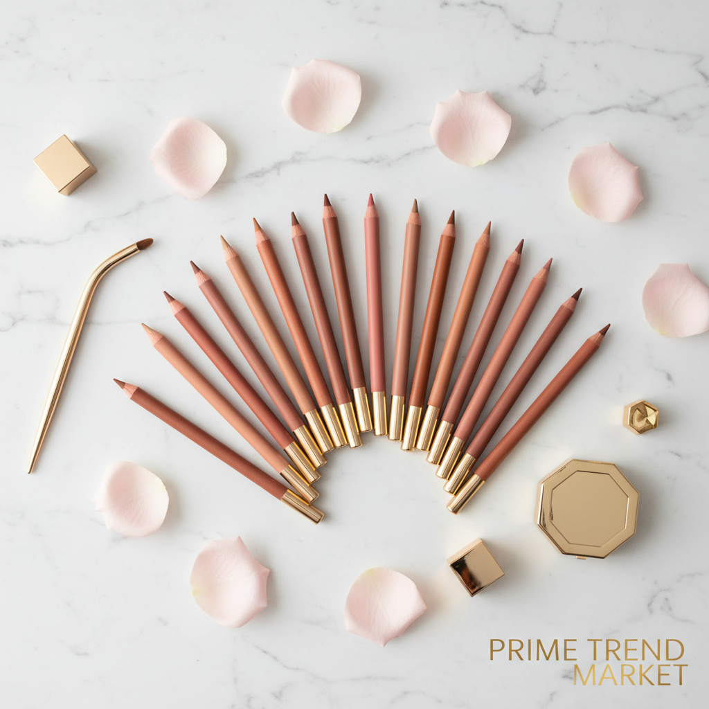 PHOFAY Nude Lipliner Kit — Marble Flat Lay 12 Shades