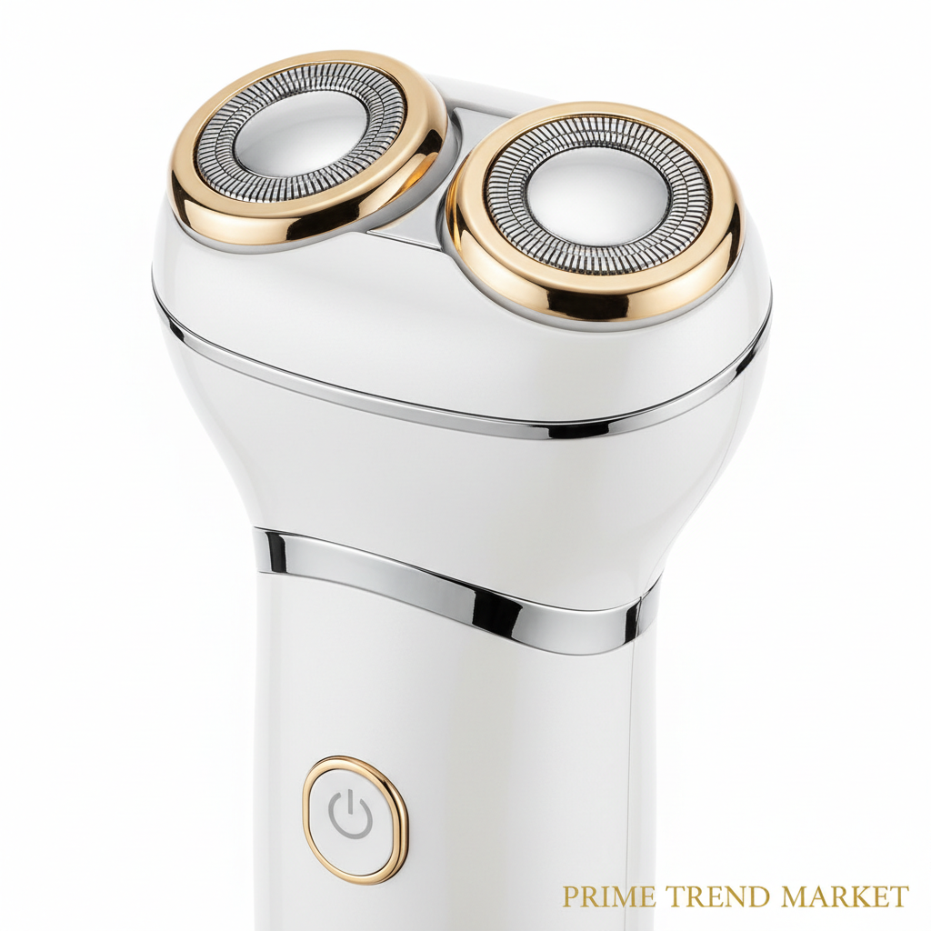 White women electric shaver floating rotary head USB charging port product shot white background
