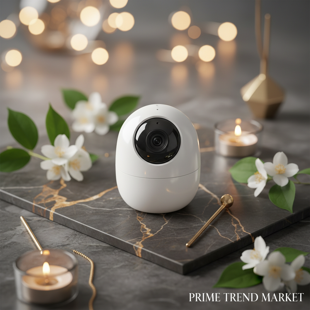GuardView HD WiFi Mini Camera flat lay luxury product photography