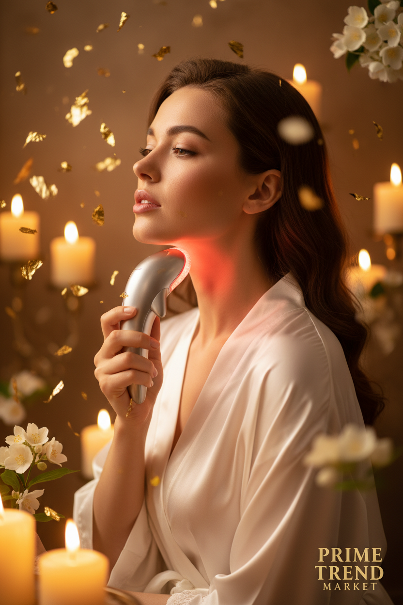 Luxury 3-Mode LED Sculpting Massager Model Jawline Campaign Shot