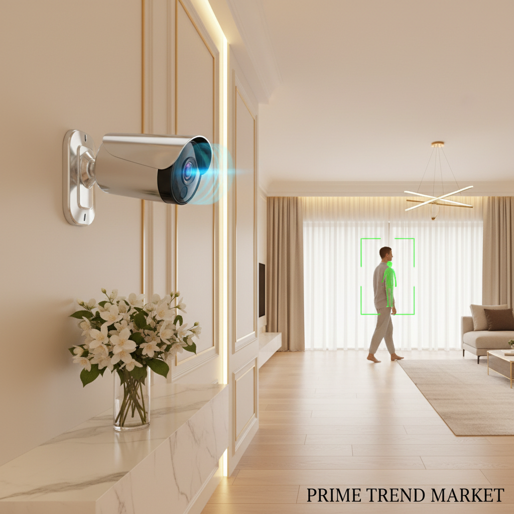 Smart PTZ camera with AI human tracking in modern premium living room — Prime Trend Market
