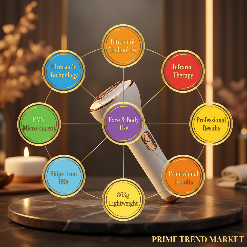 3-in-1 Ultrasonic EMS Infrared Face & Body Massager — 3 Technologies Feature Infographic