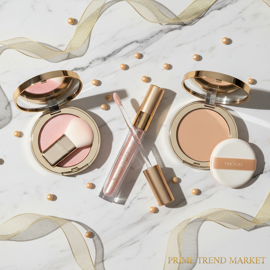 PHOFAY Glow Face Kit flat lay on marble