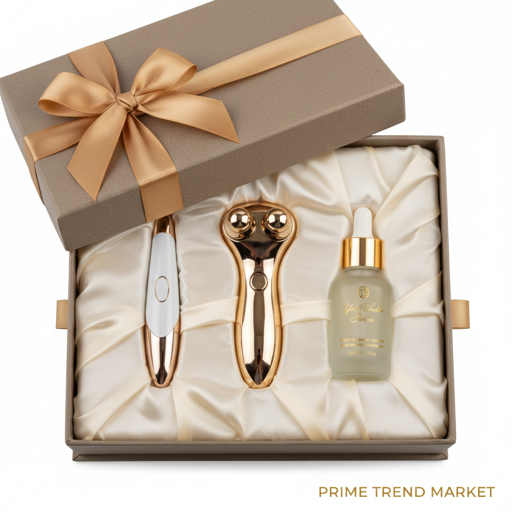 Anti-Aging Power Trio gift set in luxury white box with gold ribbon