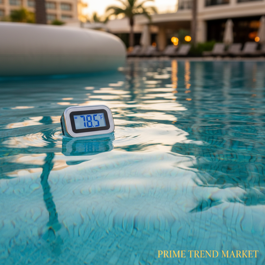 Luxury Summer Pool Float Bundle - LED Thermometer Close Up