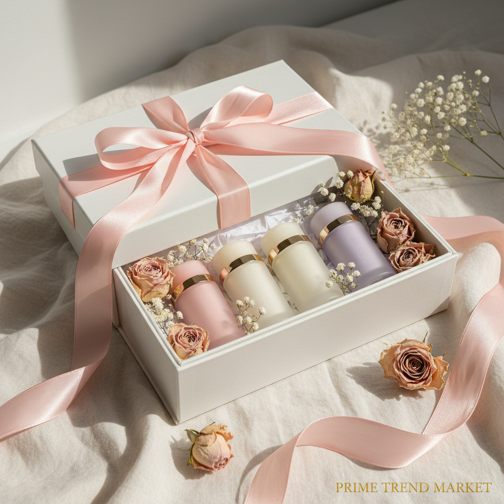 Solid balm gift box with ribbon and roses