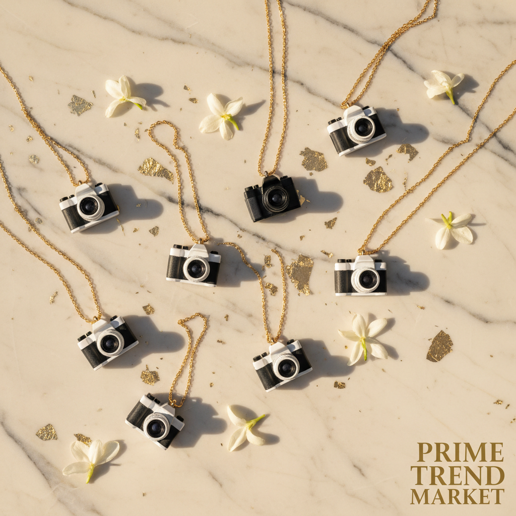 NeckShot black and white styles flat lay on ivory marble