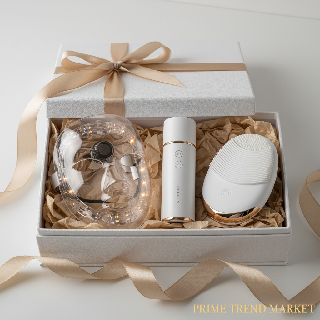 Glow Device Starter Bundle gift set in white luxury box with gold ribbon