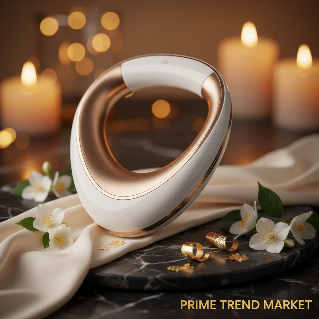 Luxury Neck Face Lift Vibration Massager hero shot on dark marble with jasmine and gold leaf