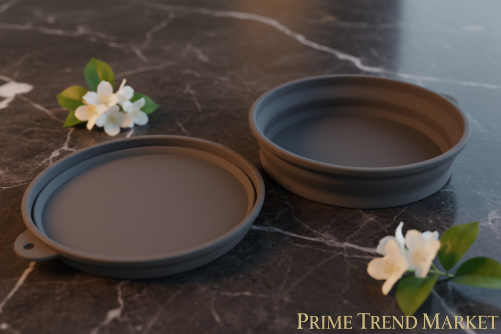 Anti-spill roll edge silicone pet bowl detail close-up