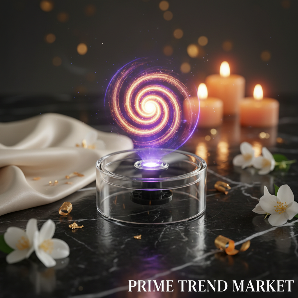 3D Holographic Transparent Fan Display – Purple Gold Galaxy Hologram