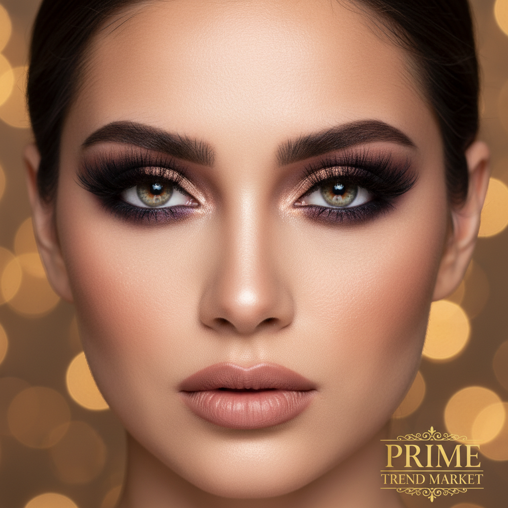Woman with dramatic voluminous lashes and bold eye makeup