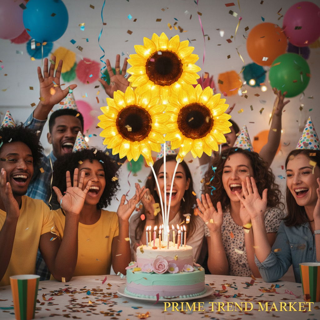 Birthday Celebration LED Sunflower Balloon Bouquet Glowing Yellow Party Gift — Prime Trend Market