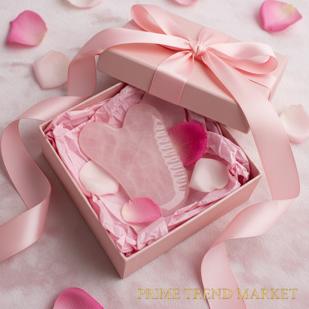 Pink face massager in luxury gift box with rose petals and ribbon — Prime Trend Market
