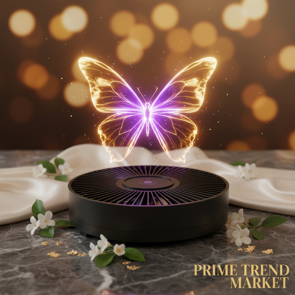 3D Holographic Projection Fan Display – Purple Gold Butterfly Hologram