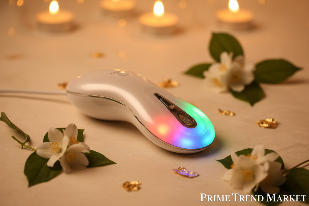 Luxury EMS Neck Device Pearl White Flatlay