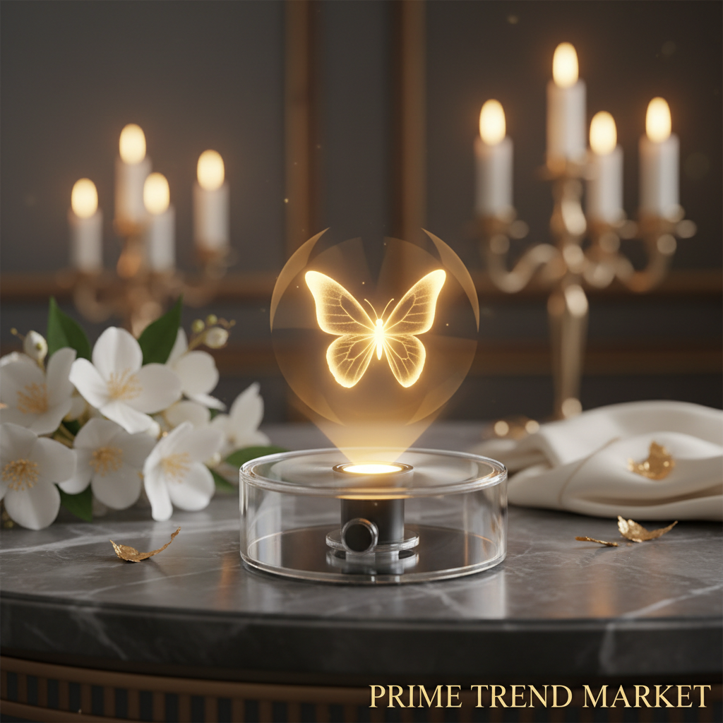 3D Holographic Transparent Fan Display – Golden Butterfly Hologram
