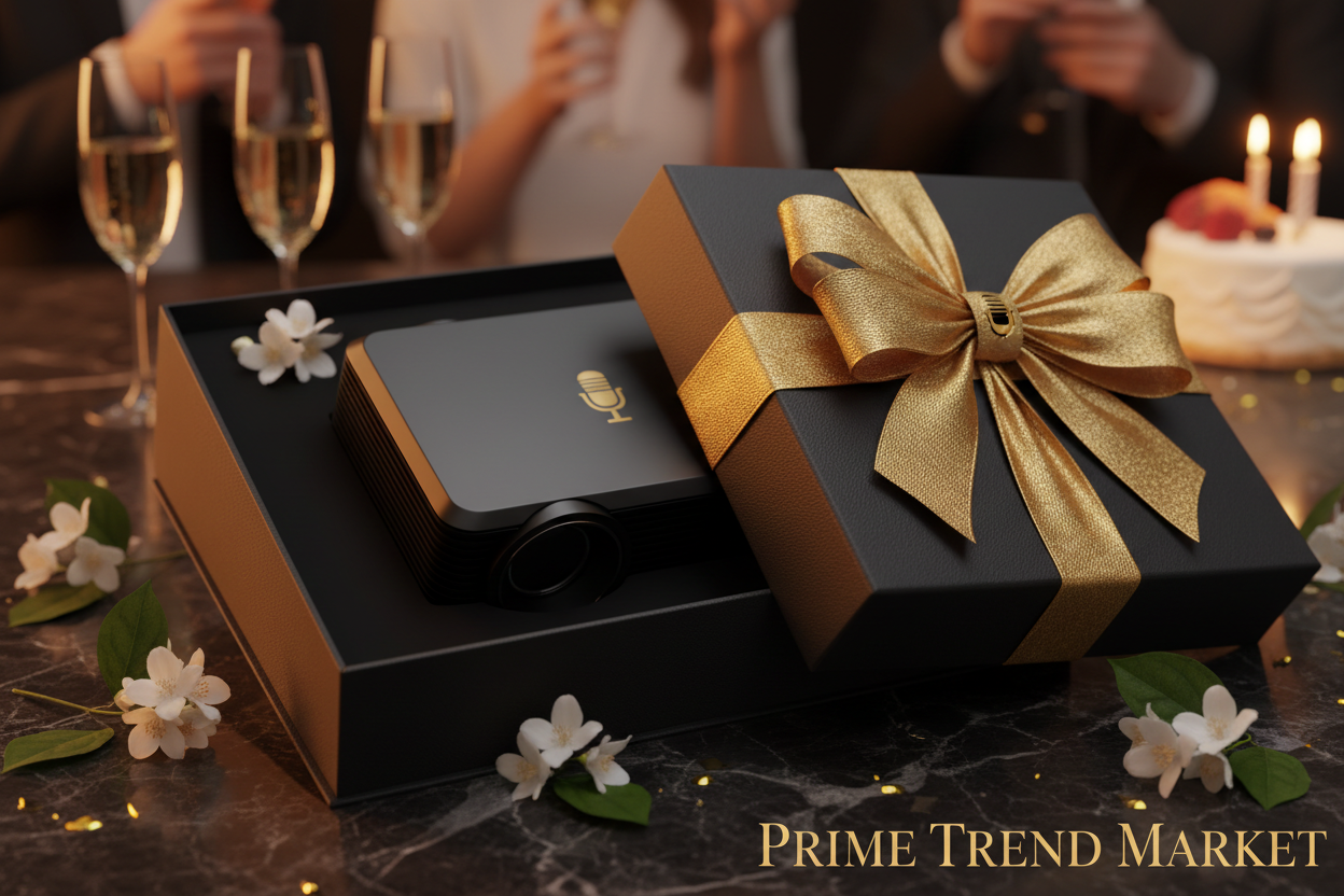Karaoke Home Theater Projector luxury gift box with gold ribbon — Prime Trend Market