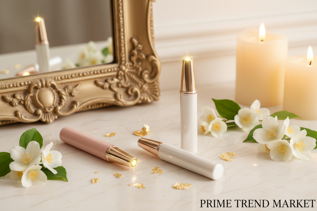 Luxury EMS Eye Beauty Pen Pink and White Triple Set Vanity Flatlay